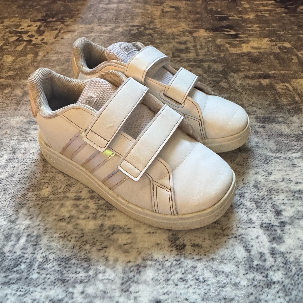 Adidas Grand Court White/Iridescent Stripe Low Top Girls Toddler Child